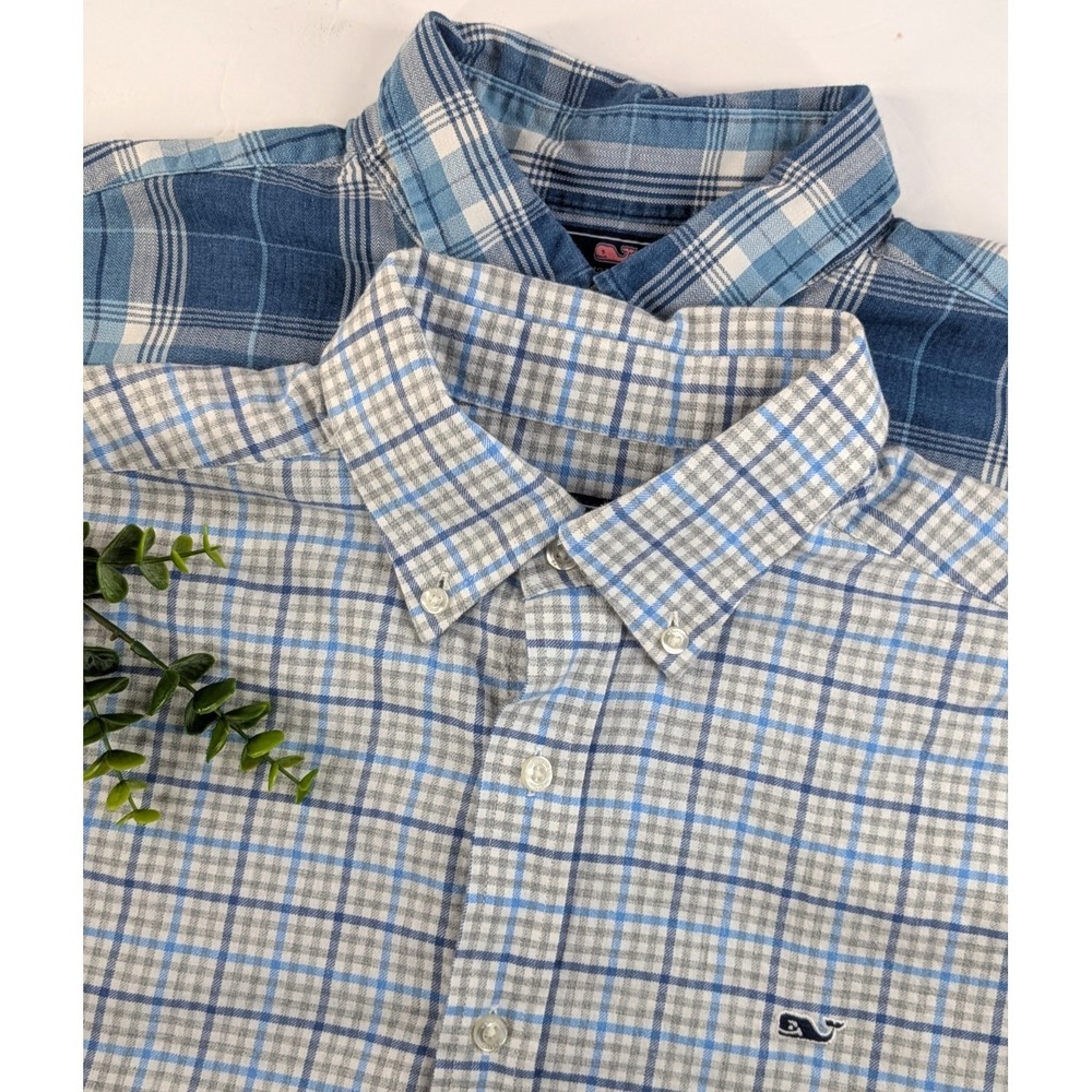 BLUES‎ LOT 2🐳Vineyard Vines MED Whale & Tucker Shirts Long Sleeve Button Cotton